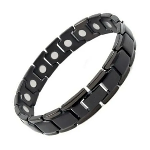 Mens Black Plated Magnetic Stainless Steel Bracelets