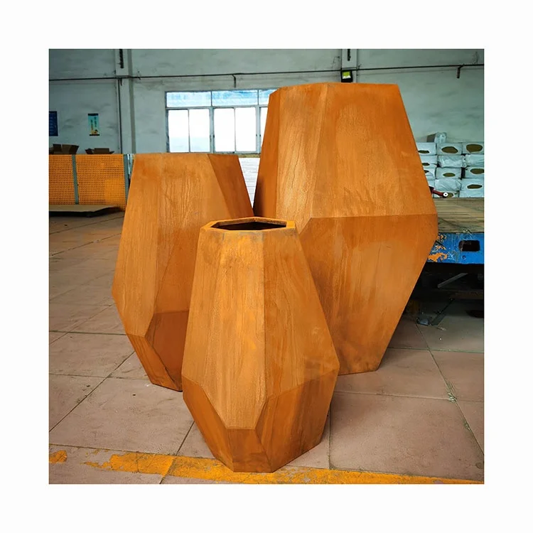 Customized Straight/Curved Outdoor Steel Plant Pots Garden Corten Steel Planters Flower Pots Manufacturer