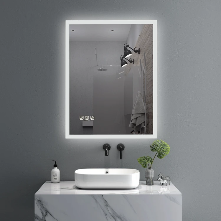Smart Modern Room Frameless Illuminated Rectangle Led  Smart Vanity Barbering Mirror With Customizable Function