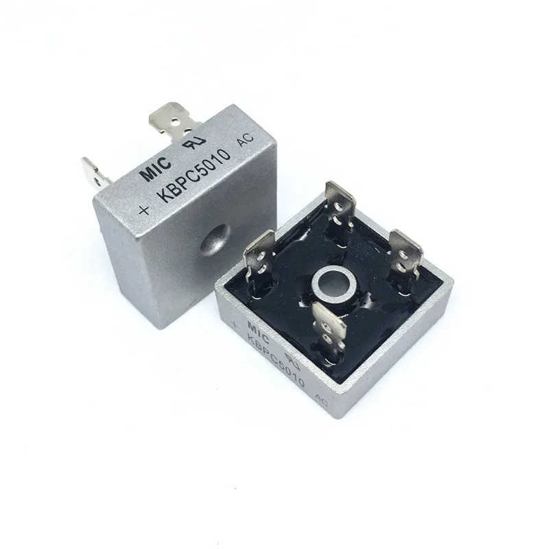 KBPC5010 single-phase rectifier bridge stack square bridge flat bridge rectifier 50A/1000V foot current voltage copper foot