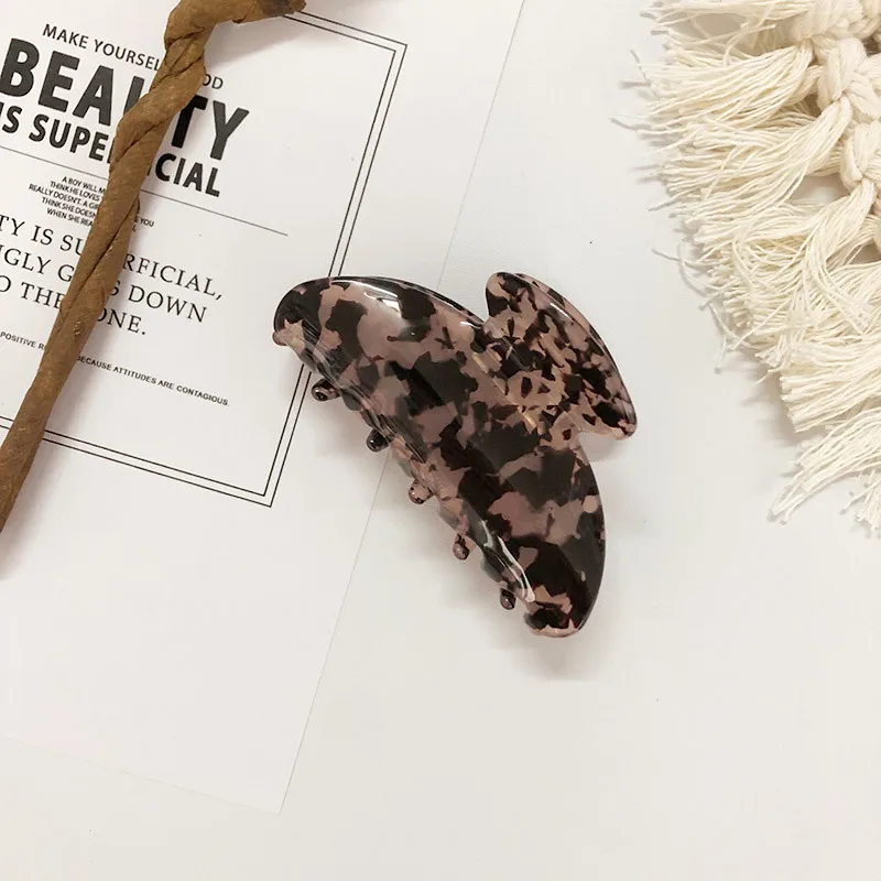 Wholesale Hair Accessories OEM Custom Engraved Logo Tortoise Cellulose Acrylic Crab Hair Claw Clips