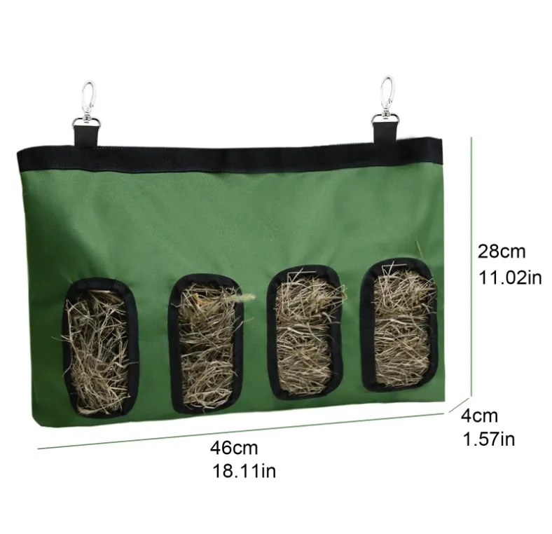 Rabbit Hay Feeder Bag Hay Bag 4 Holes Hanging Feeder Pig Hay Feeder Storage Small Animal Feeding Bag for Rabbit Guinea Pig