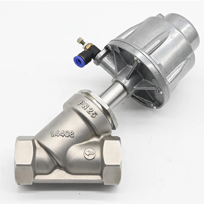 JTAIV angle seat valve for steam application Gemi Screw Port Stainless Steel 304 2 Way pneumatic piston angle seat valve