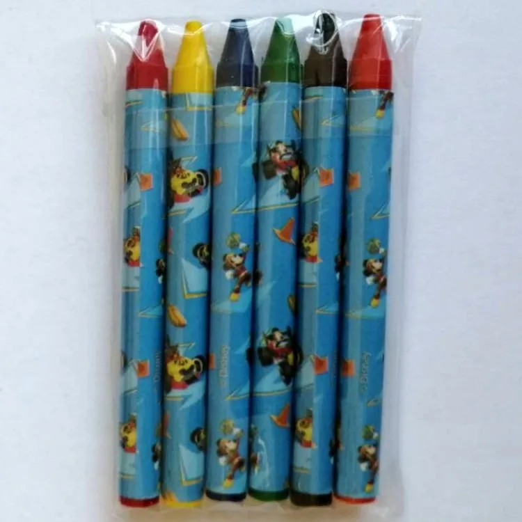 factory mini crayon set 6 color cheap crayon plastic bag packing