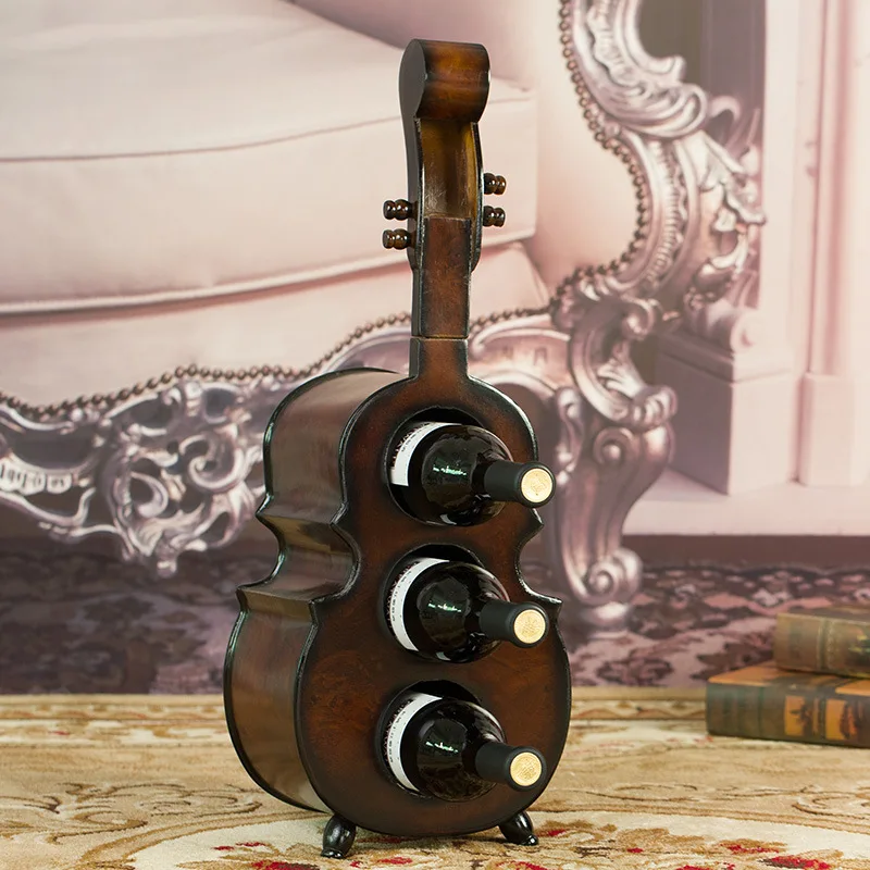 Factory Direct sales wooden wine rack living room household Solid wood violin wine rack
