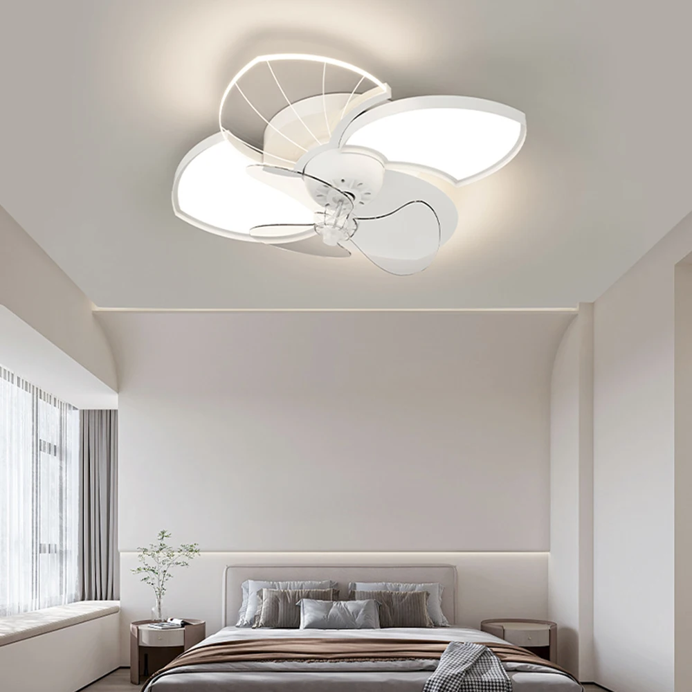 Ceiling Fan Retractable Blade Chandelier Fan Ceiling 3-color Change Light Led Fan Lamp With Remote Control