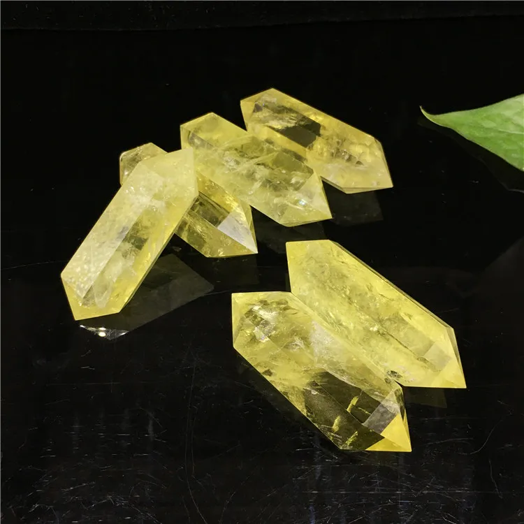 Natural citrine Double Terminated wand yellow quartz crystal point
