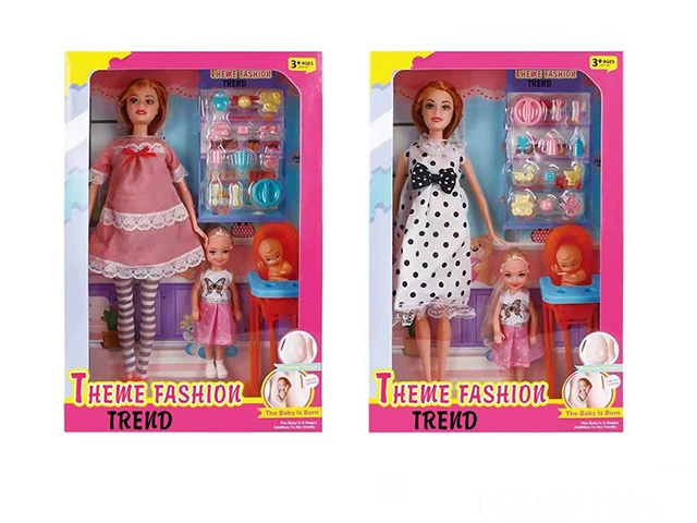 Child Infant High-End Fashion Theme 11.5-Inch Real Pregnant Mother Doll Toys With 3-Inch Real Girl Dolls Vinyl Baby Toys For Kid