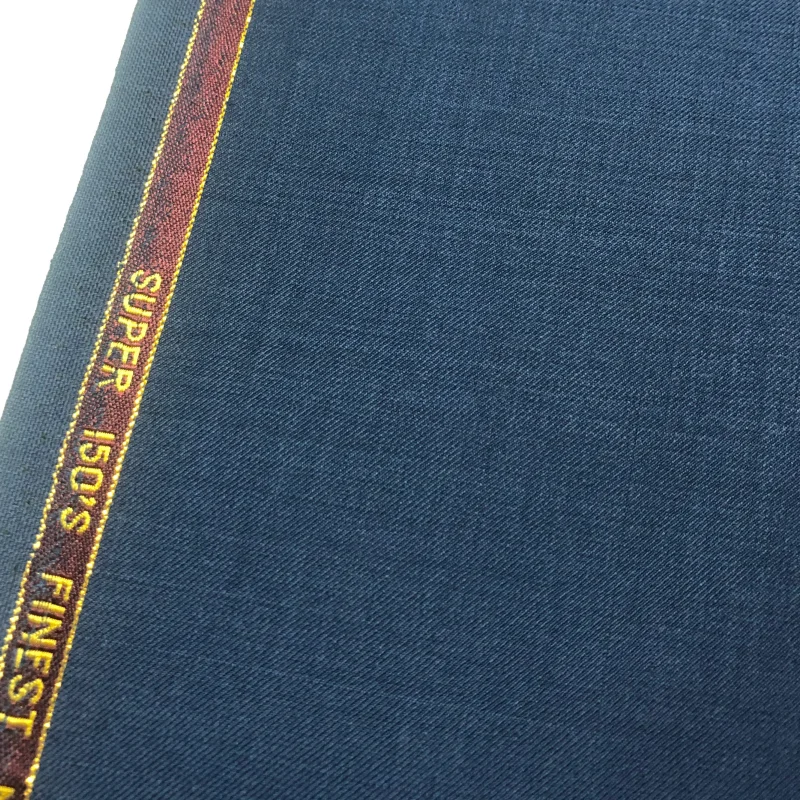 Solid navy Worsted Wool Blend Suit Fabric for ready to ship