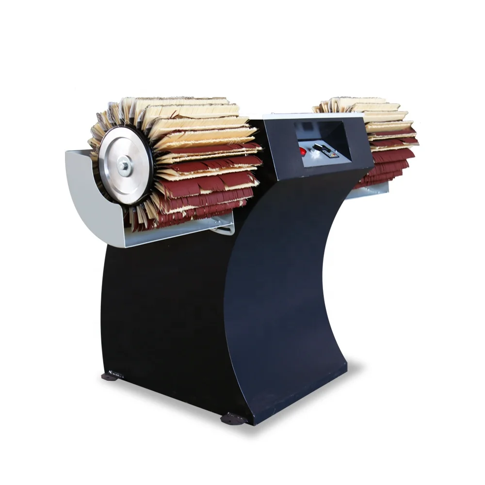 2 Heads manual woodworking wood brush polishing drum sander sanding brusher