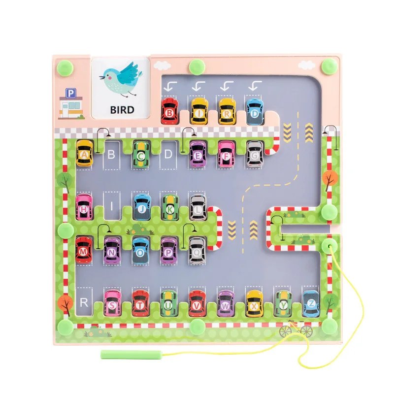 Educational spelling words alphabet board enlightenment logical thinking multifunctional magnetic letters car maze
