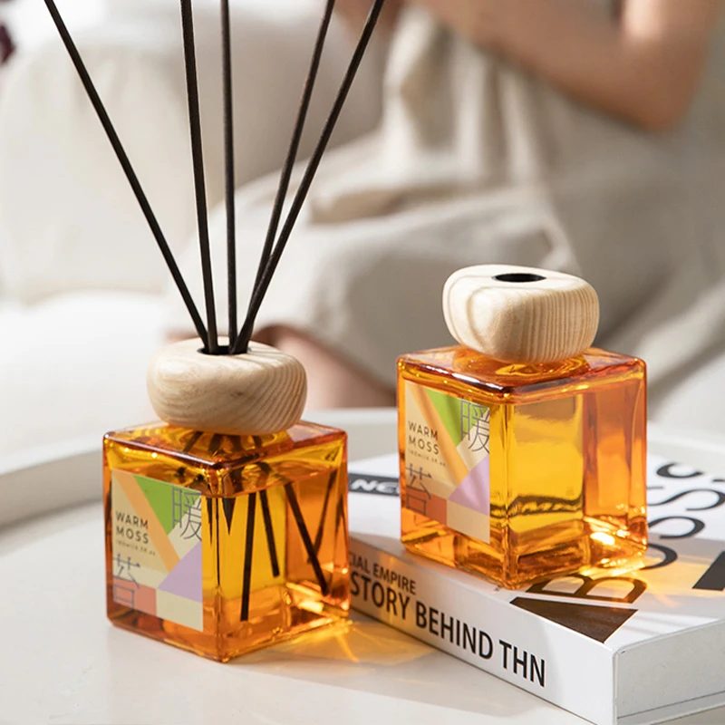 Vintage Square Brown Bottle Dried Flowers Long Lasting Diffuser Essential Oil Wholesale Air Freshener