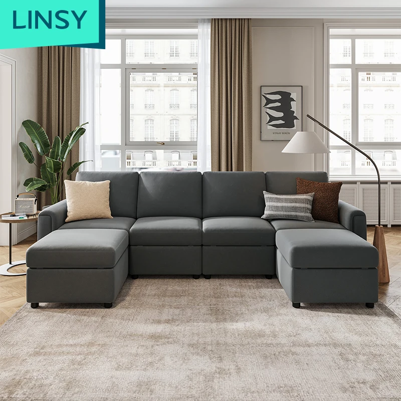 America Ready-Made 6 Seat Modular Sectional Sofa U Shaped Sofa Couch with Storage