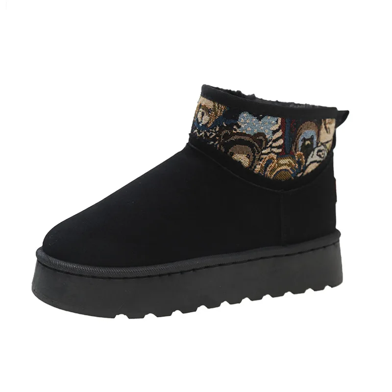 2023 Winter Fashion Snow Boots Custom Logo Women Plus Fleece Thick Sole Casual Warm Cotton Shoes Luxury Designer Boots