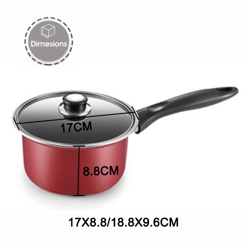 Factory wholesale 17cm red soup pot with bakelite handle glass cover