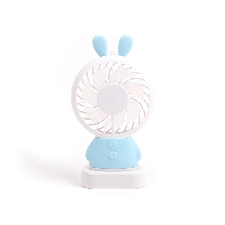 Table Stand Fan Cute Rabbit Shaped Rechargeable USB Air Cooling Mini Small Hanging Fan with Strap