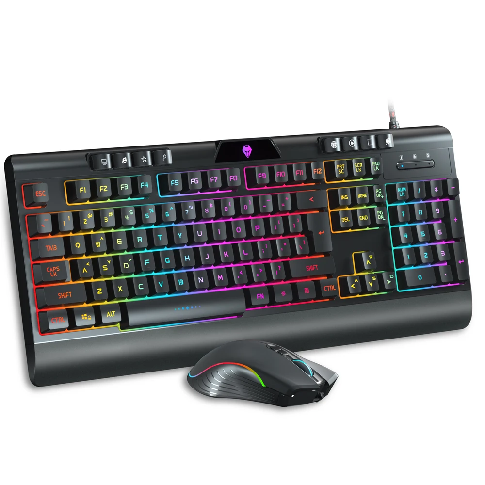 Игровая клавиатура и мышь Combo, 104 клавиш клавиатура с игровой мышью, USB проводной Набор для работы с ПК