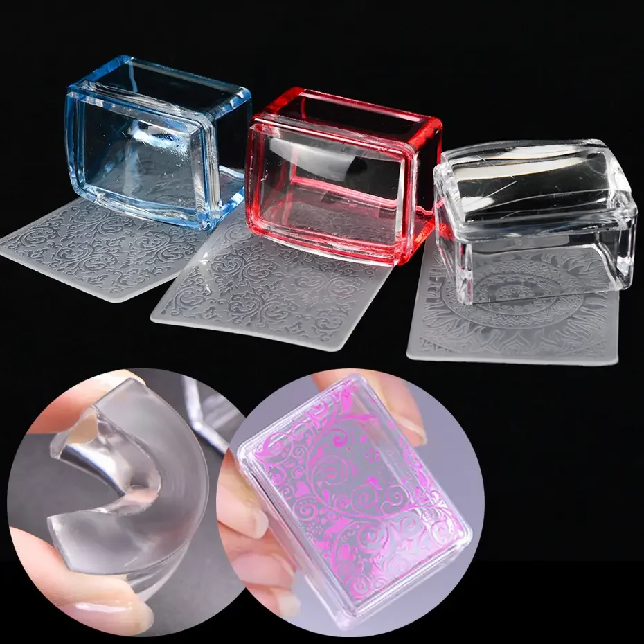 New Nail Stamp Silicone Seal Nail Polish Transparent Nail Stamping French Tip Gel Stamping Printing for Beauty