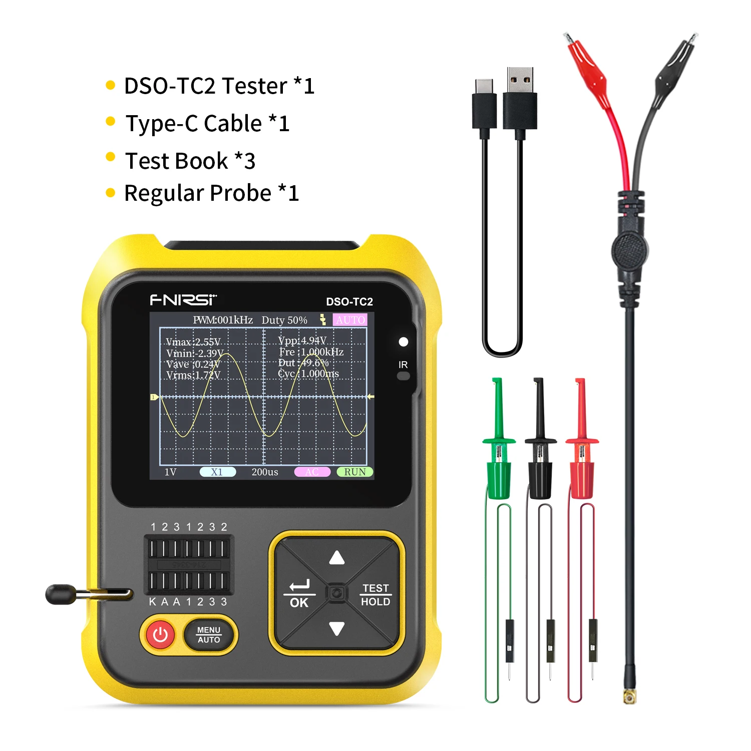 Digital oscilloscope handheld Oscilloscope LCR Transistor Tester 2 In 1 DSO-TC2 PWM Square Waves Output Oscilloscope