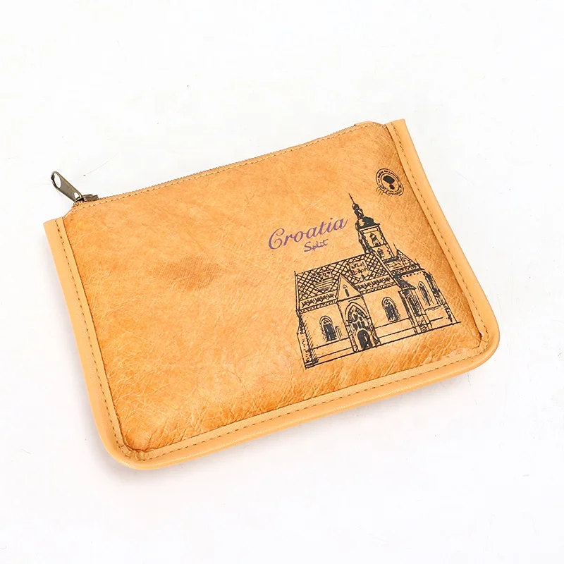 Factory custom durable coin  purse brown wallet  daily life  portable clutch bag  Tyvek  paper  waterproof  wallet
