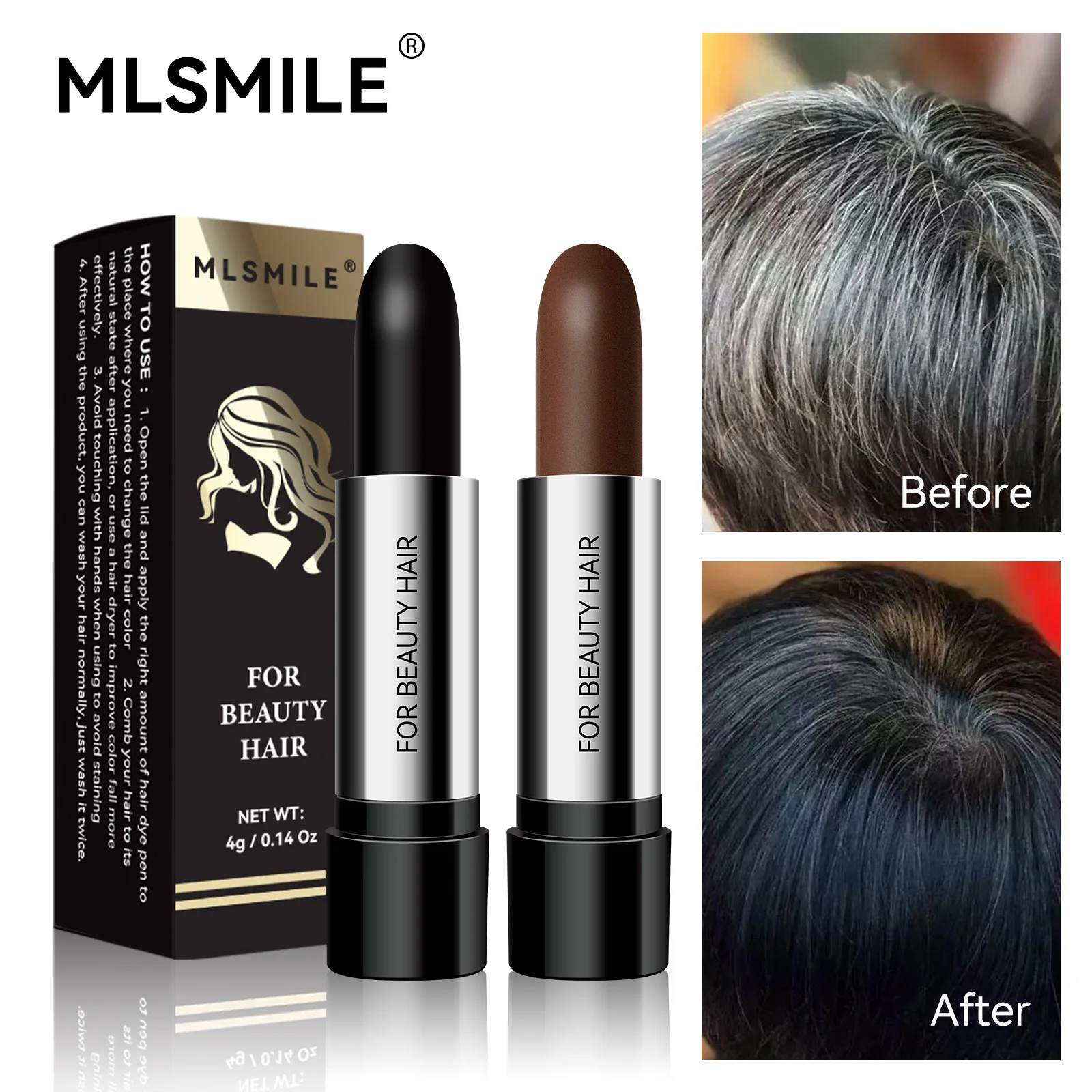 Bestselling 3-Color Disposable Hair Dye Stick Easy Cover White Natural Organic Dark Brown Black Temporary Hair Bleaching Powder