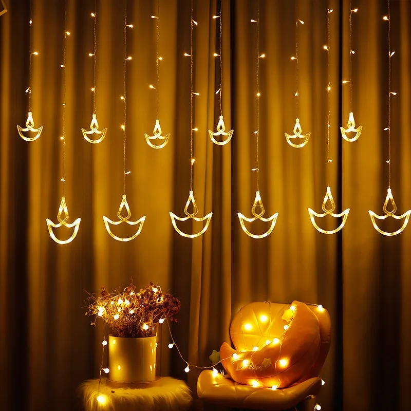 Diwali light India Fairy Divas Diya Ramadan Muslim Eid Garden Party Holiday Decoration Curtain Lights Led String Lights