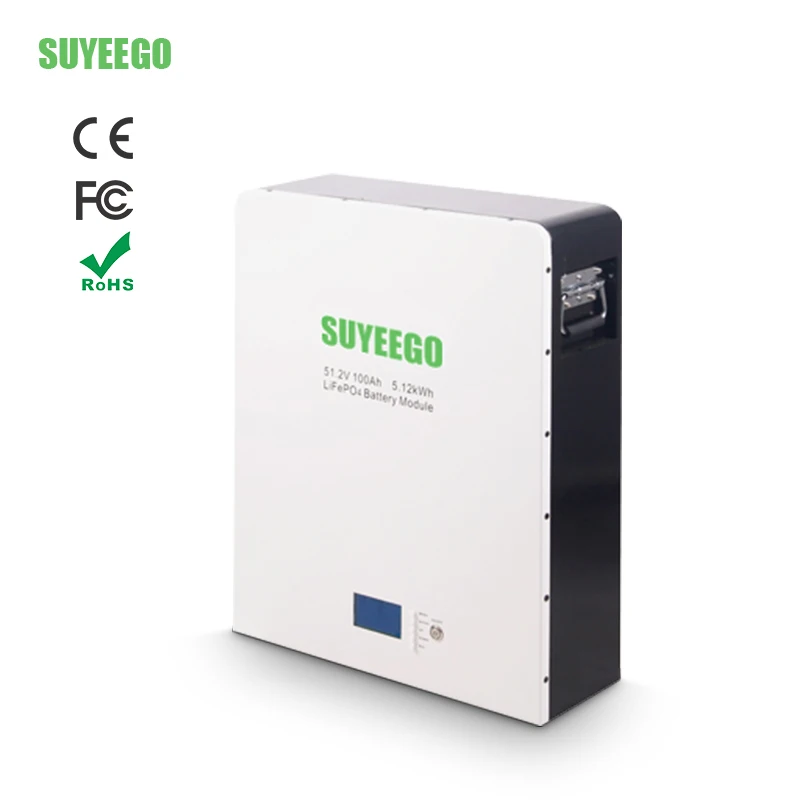 SUYEEGO LiFePO4 Wall Mounted 4.8kwh 5kwh 5.12kwh 9.6kwh 10kwh Lithium Ion Batteries For Solar Inverter System