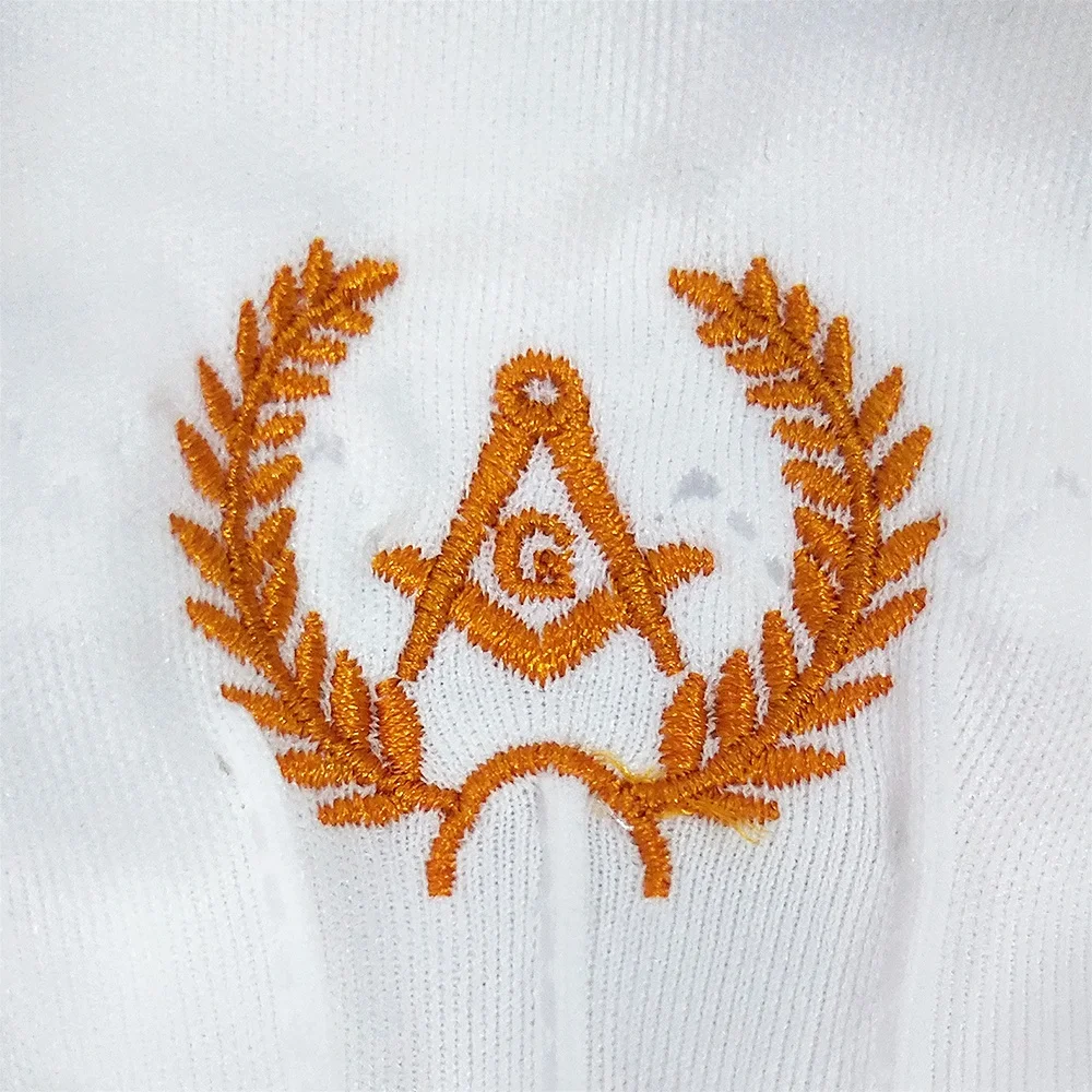 
Freemason Polyester Fibre Gold Logo Masonic Gloves With Embroidery 