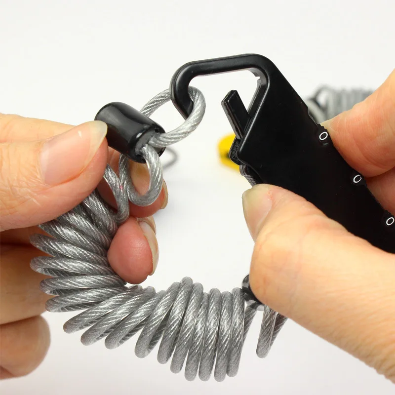 Anti-theft Helmet luggage code safety lock 3 digit Spring disc Wire Cable Bicycle lock