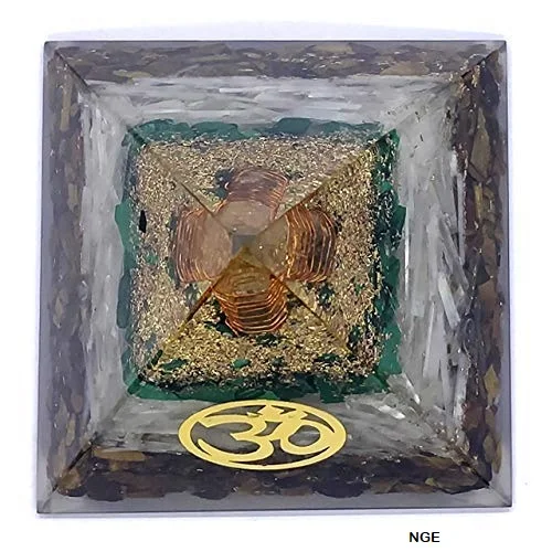 Пирамида ОРГОН с тигровым глазом малахит и селенит драгоценный камень религиозным символом Ом пирамида оргонита для лечения