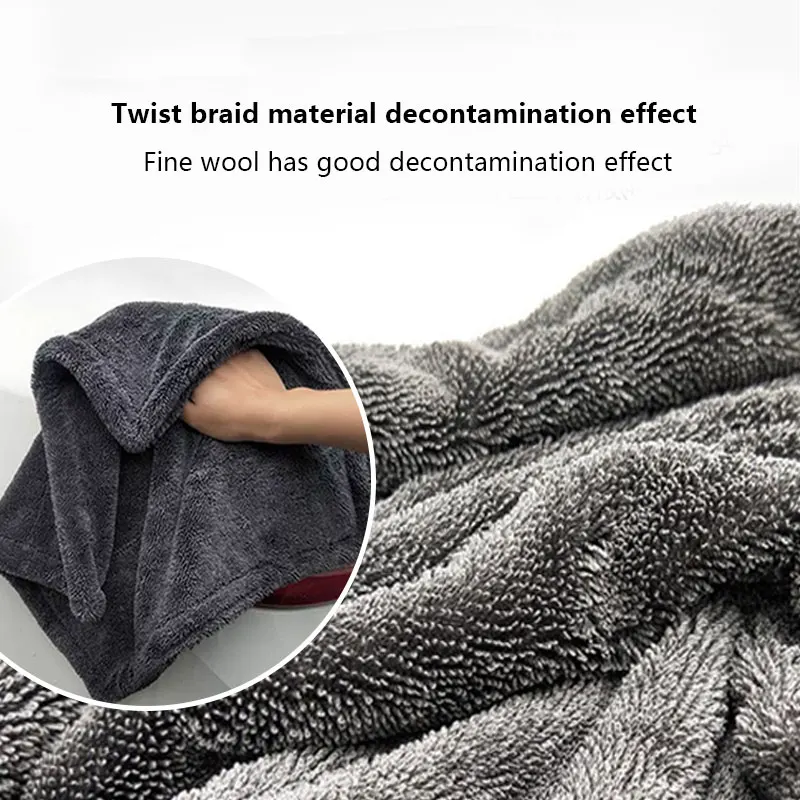 OEM 1200GSM 1400GSM Edgeless Car Wash Towel Microfiber Twisted Loop Drying Towel Double Side Wash Dry Towel