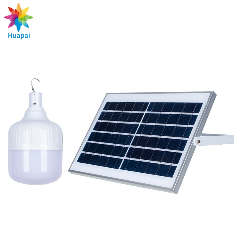 2024 Newest Design Solar Bulb Energy Auto Charging Saving Simple Style Camping Light 50w 100w Led Bulb