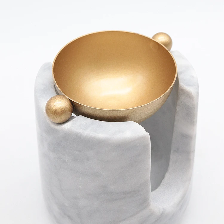 NEWELL Luxury Nordic Marble Essential Oil Burner With Solid Brass Top Fragrance Diffuser Room Aromatherapy For Home