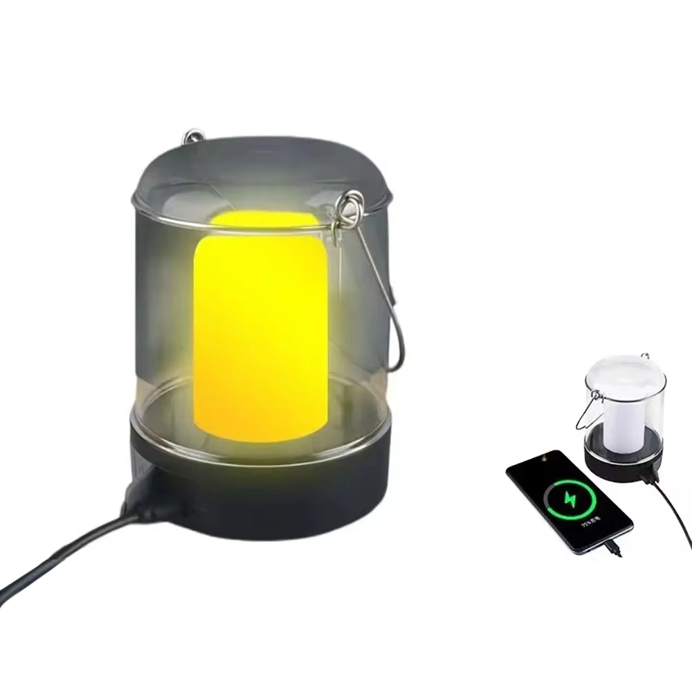New 3 Modes Working Light Usb Rechargeable Camping Flame Torch Waterproof Led Lantern Outdoor Flashlight Emergency Lamp
