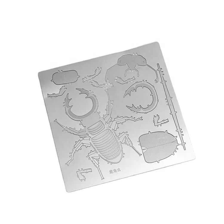 Custom Photo Etching 3D Handmade Stainless Steel Metal Model Parts Stag Beetle Metal Puzzle Model