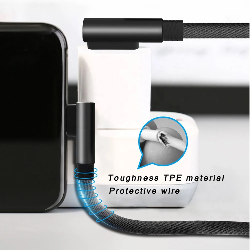 New Product 90 Degree  2.1A USB cable for Micro usb cable fast charging