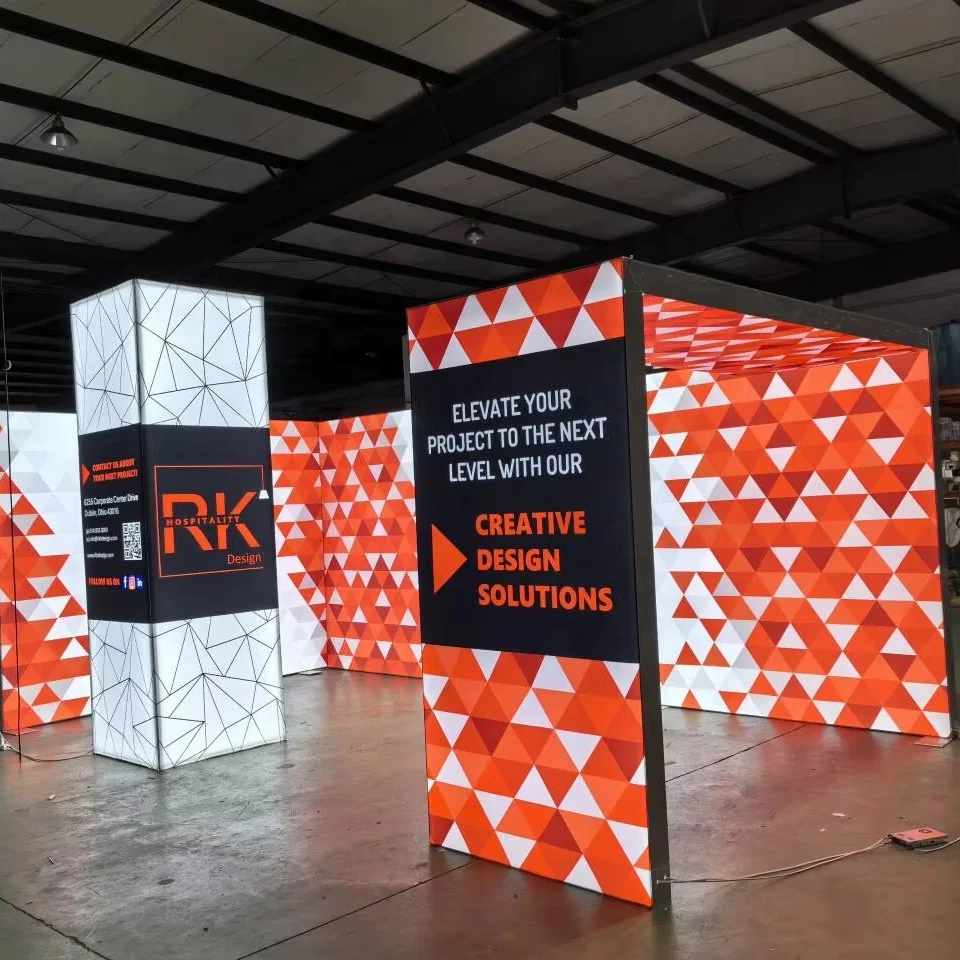 High Quality Durable Aluminum Frame 20x10 6x3m Modular SEG Lightbox Backlit Display Exhibition Booth Design