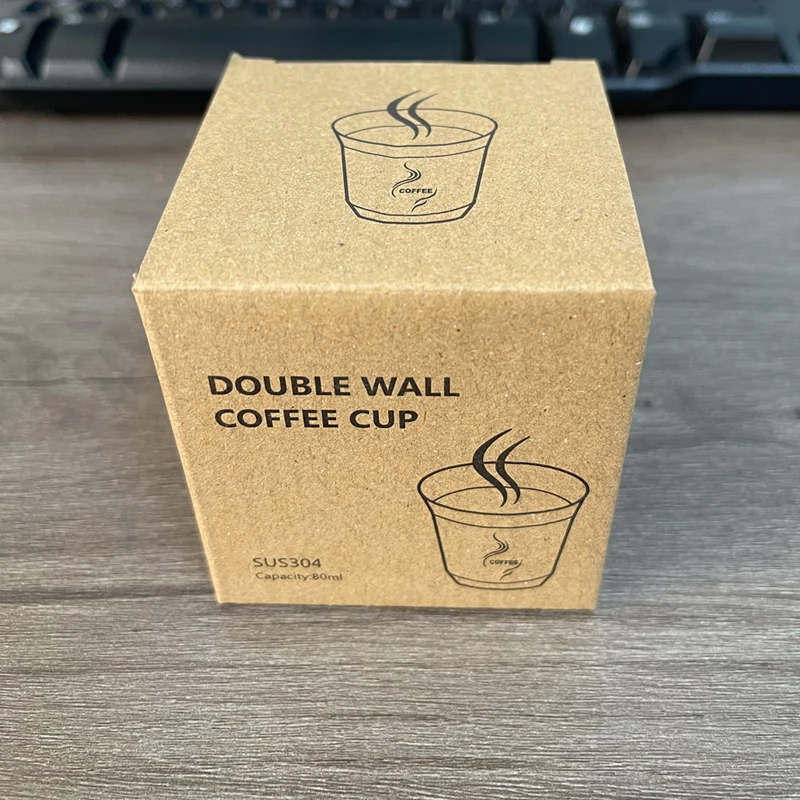 Portable 80ml Double Wall for Home Party Coffee Cup as Gift for Birthday Metal Espresso Cup for Coffee Mlik Juice