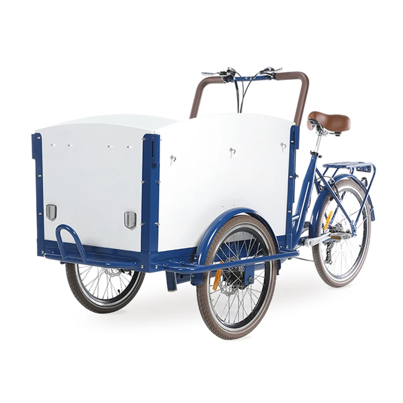 Electric cargo bike with disc brake/power assist cargo tricycle with pedal/three wheel bicycle with cargo box