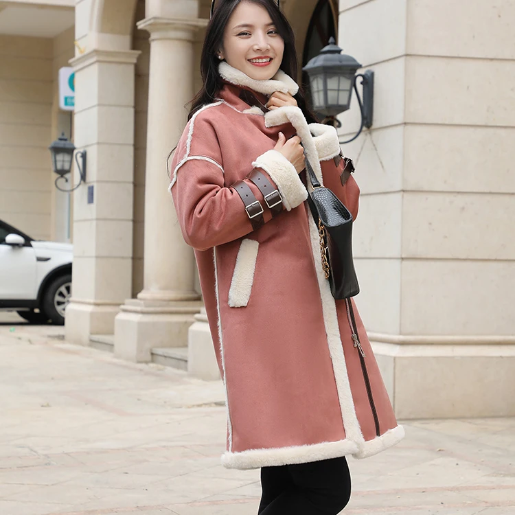 Suede lamb wool coat women new autumn winter  thickened fleece  fur coat