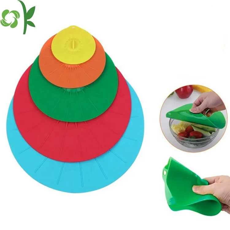 OKSILICONE Reusable Seal Heat Resistant Silicone Lids Different Size Vacuum Preservation Lids For Keeping Fresh Silicone Cover