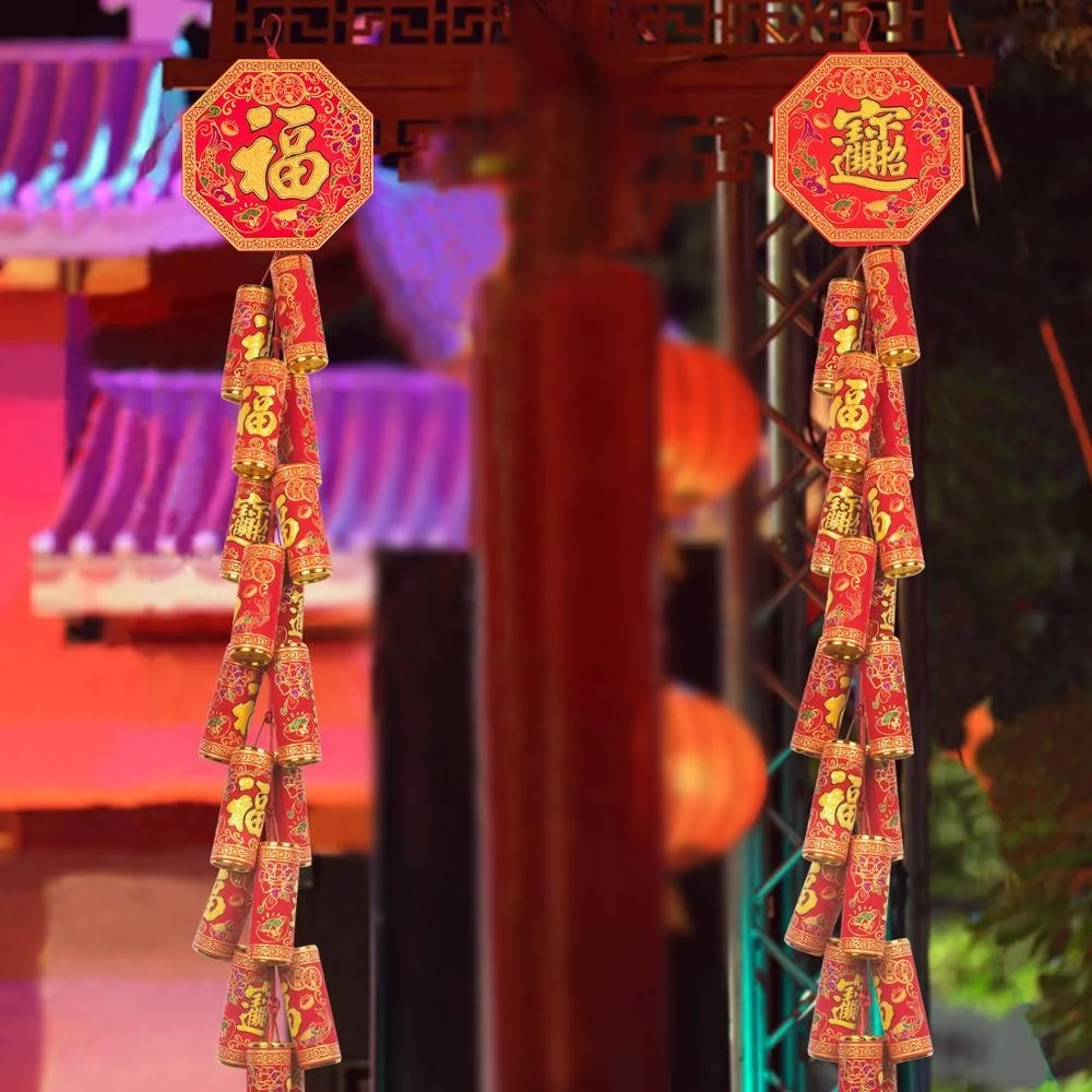 High quality high-simulation chinese New Year ornaments long string wall hanging flannelette firecrackers for home decor