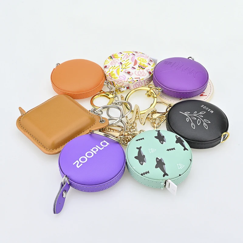 creative gift  1.5M leather measuring tape  cute soft tape measure key chain mini measuring tape with printed logo