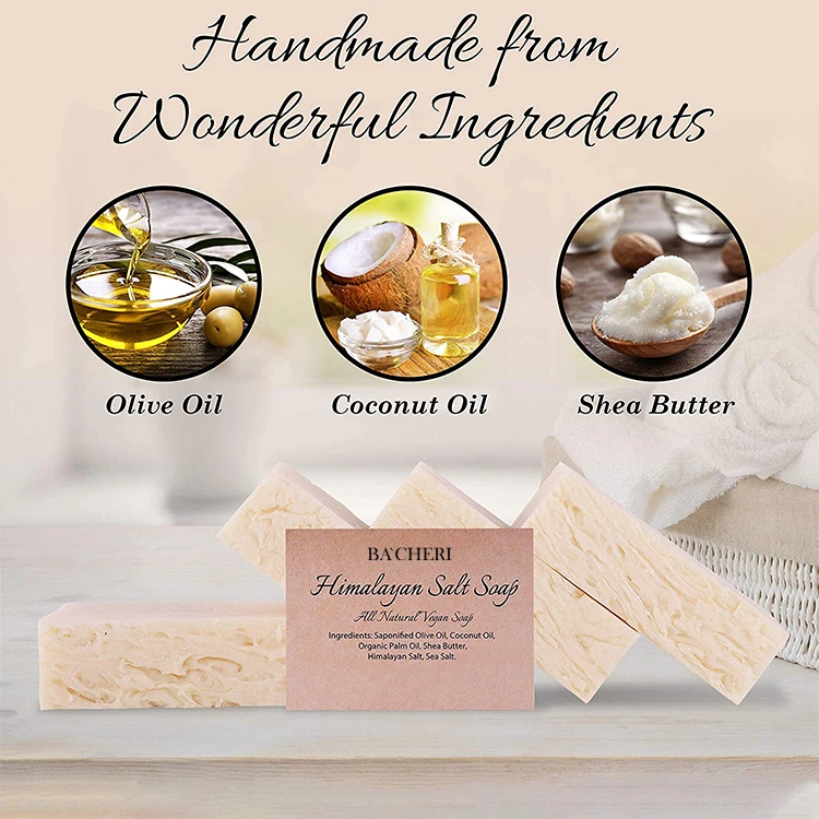 Kangrong Private Label Skin Care Natural Paraben Free Acen Treatment Coconut Oil Olive Oil Himalayan Salt Soap