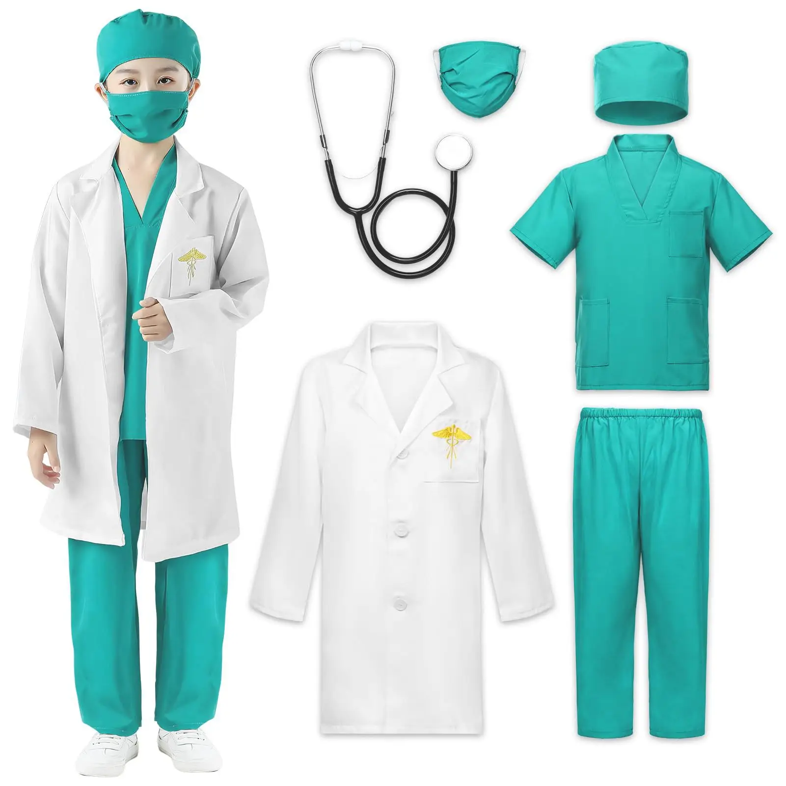 Halloween Role Play Dress Up Doctors Costume Set Kids Toys Doctor Kit Career Uniform Pretend Play Doctor Set For Boys and Girls