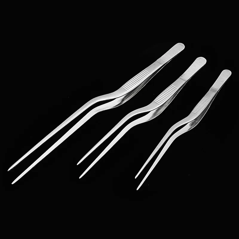 1Pcs Tweezers Atraumatic Forceps Angled Clamp Stainless Steel Tweezers Tool 14cm/16cm/20cm