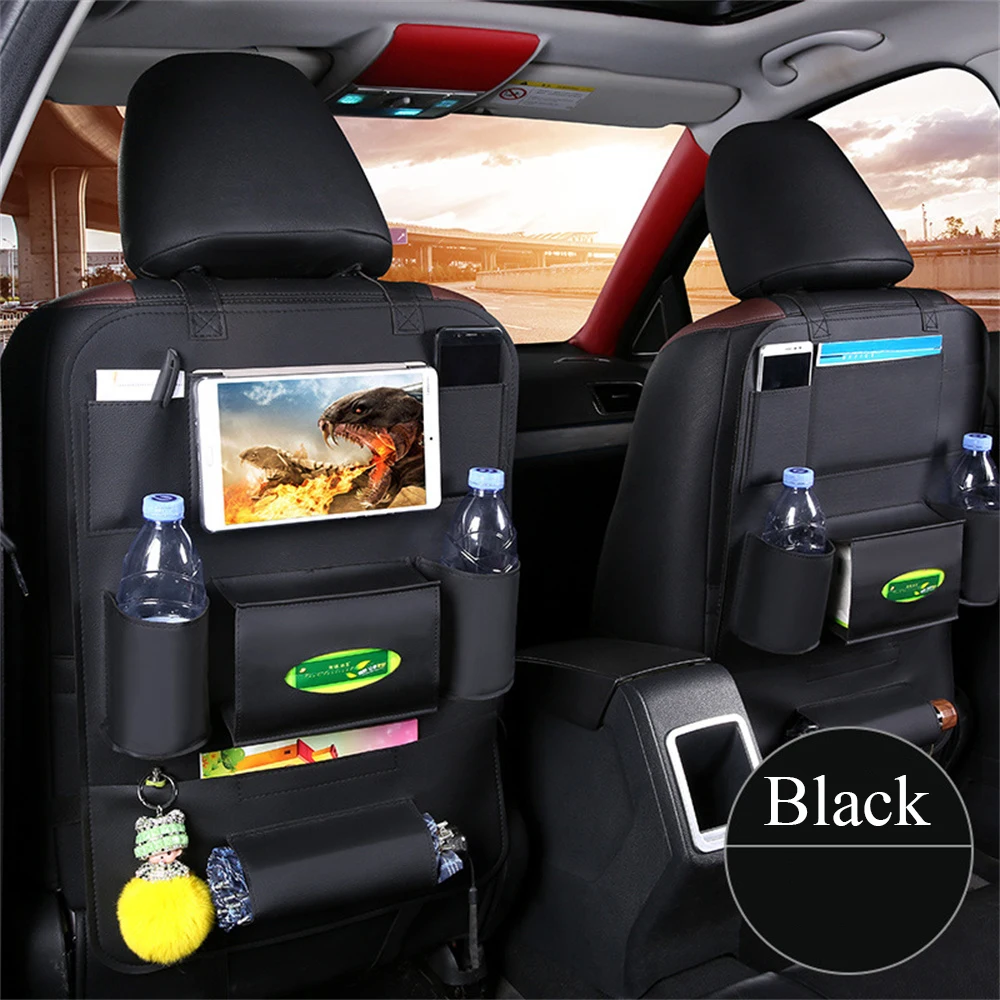 New Hot Sale Premium PU Leather Car Back Seat Organizer Car Backseat Storage Bag Pocket For Kids Car Interior Accessories
