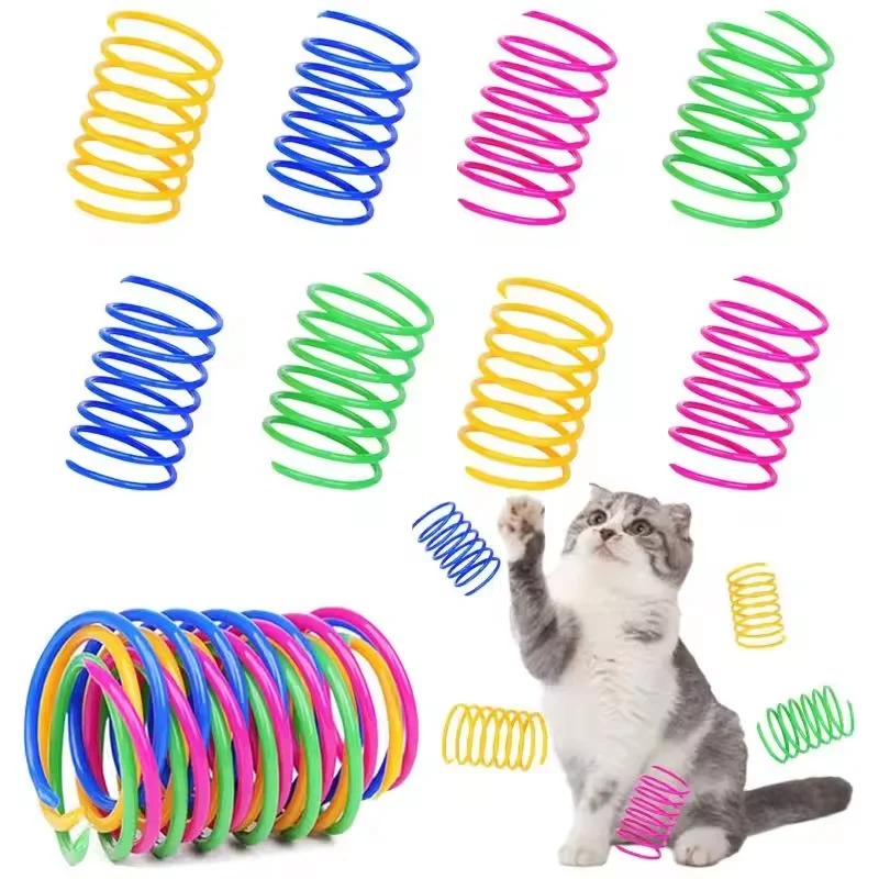 Durable Cat Spiral Spring Toy Creative Interactive Plastic Colorful Toy for Swatting Biting Hunting Kitten Cat Toy
