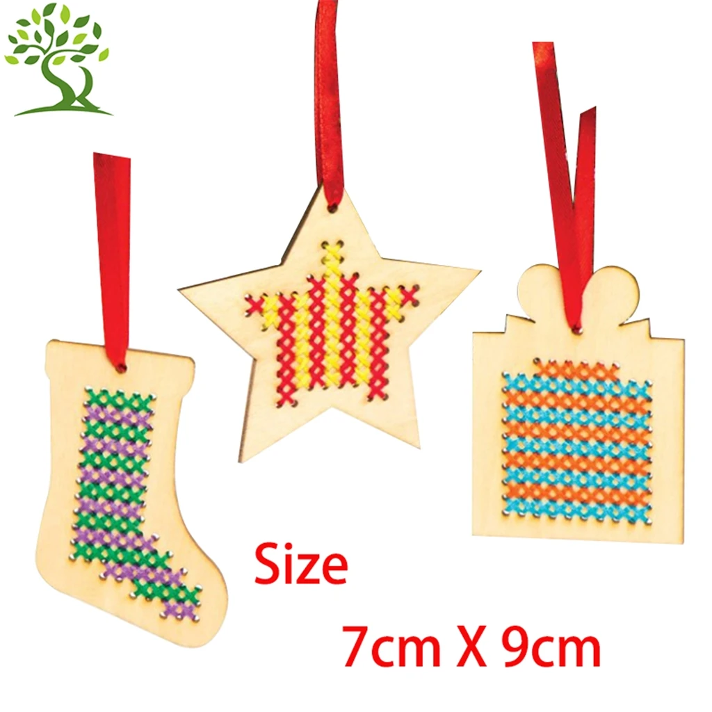 A Manufacturer Wholesale Christmas Wooden Decoration Cross Stitch Kits handicraft gifts
