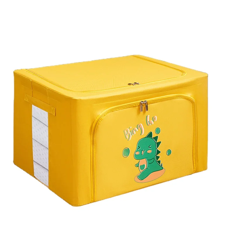 66L Storage Bins Boxes Stackable Waterproof Foldable Container Organizer with Steel Frame